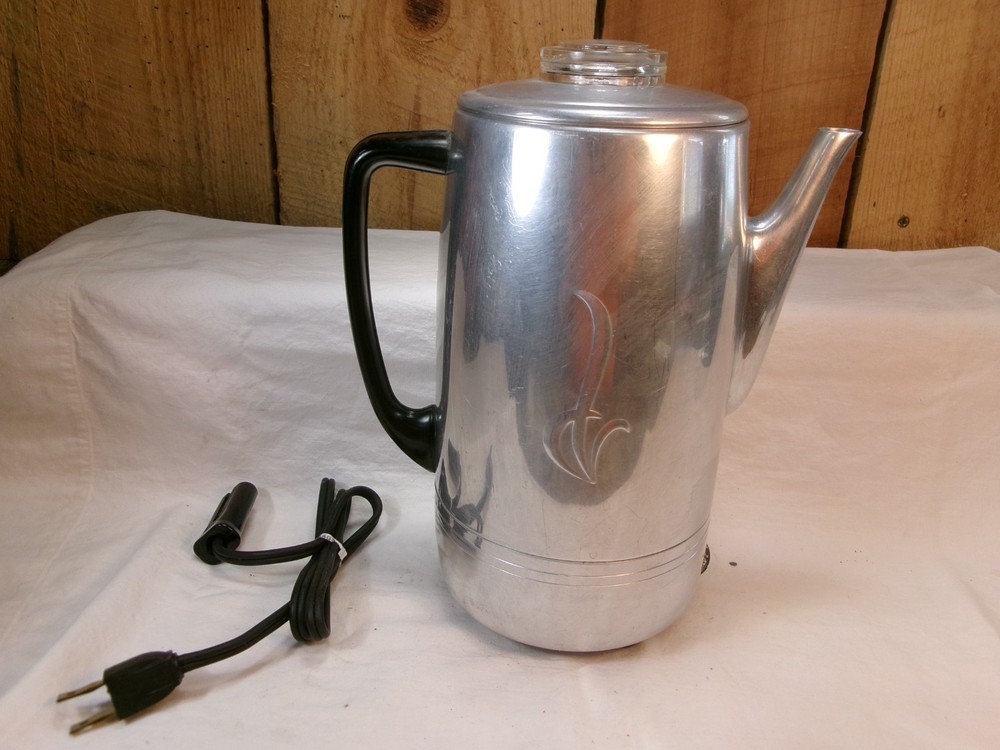 Vintage Dominion Aluminum Electric Percolator Coffee Maker ~ Untested