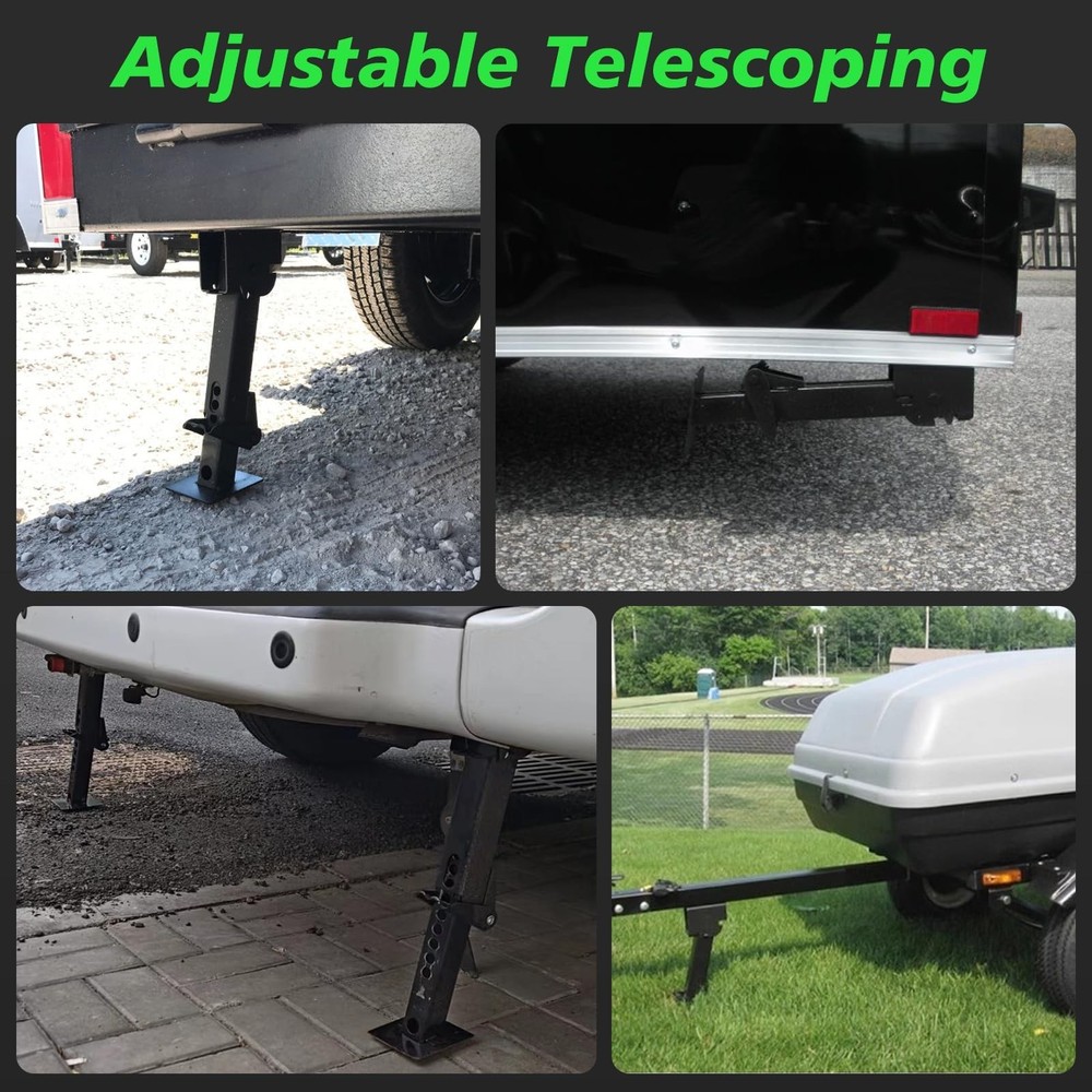 2 RV Attachable Telescoping Stabilizer Trailer Jacks - 1000lbs Cap Each for R...
