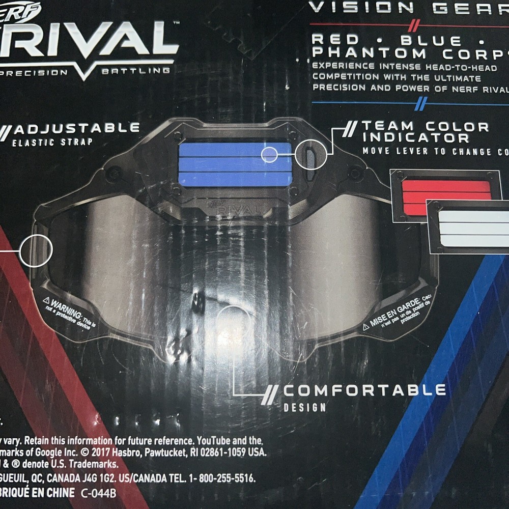 Nerf Rival Vision Gear Adjustable Goggles Mask Color Changing