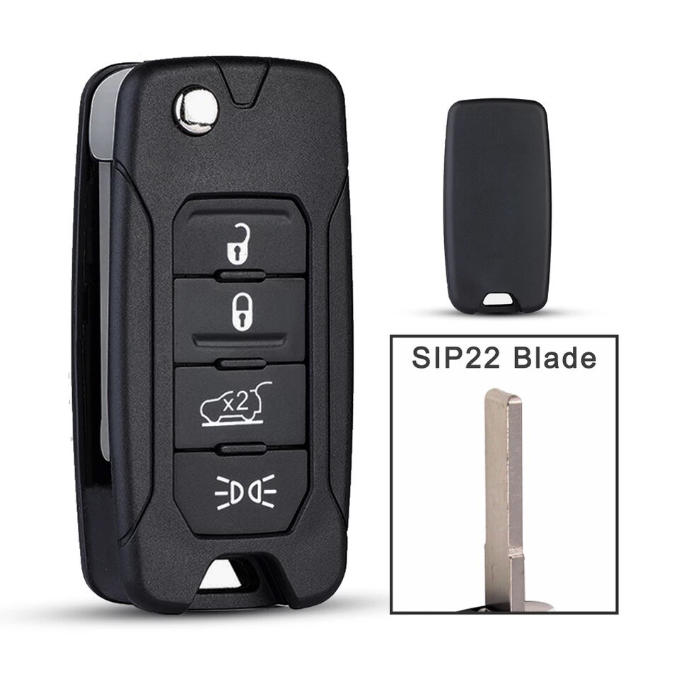 4 Button Remote Control Key Shell for Jeep with Virgin Blade Replacement