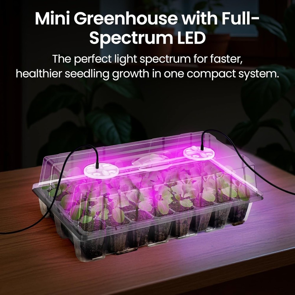 Complete Seedling Starter Kit with Full Spectrum Light=