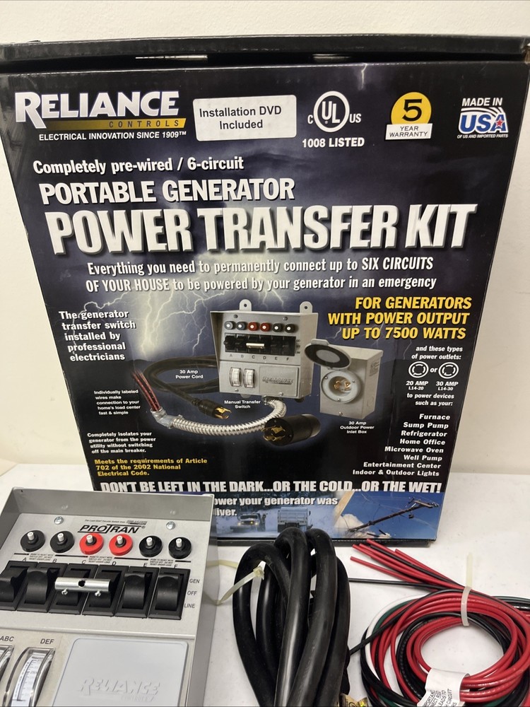 Reliance Portable Generator Power Transfer Kit