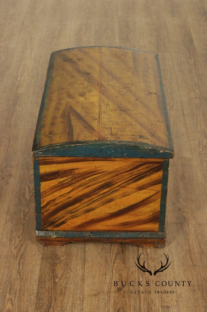 Antique Dome Top Grain Painted Pine Blanket Chest