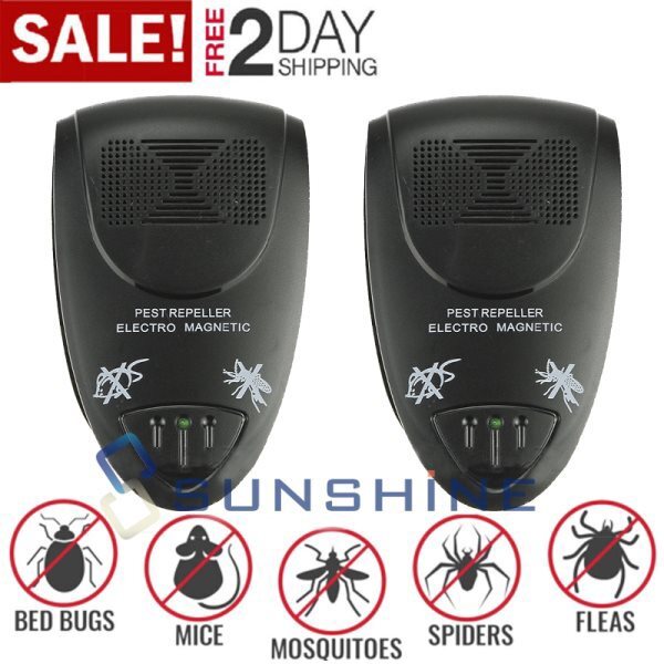 2X Electronic Repellent for Mosquito, Roach, Rat, Flea, Mice, Spider, Fly, Mole