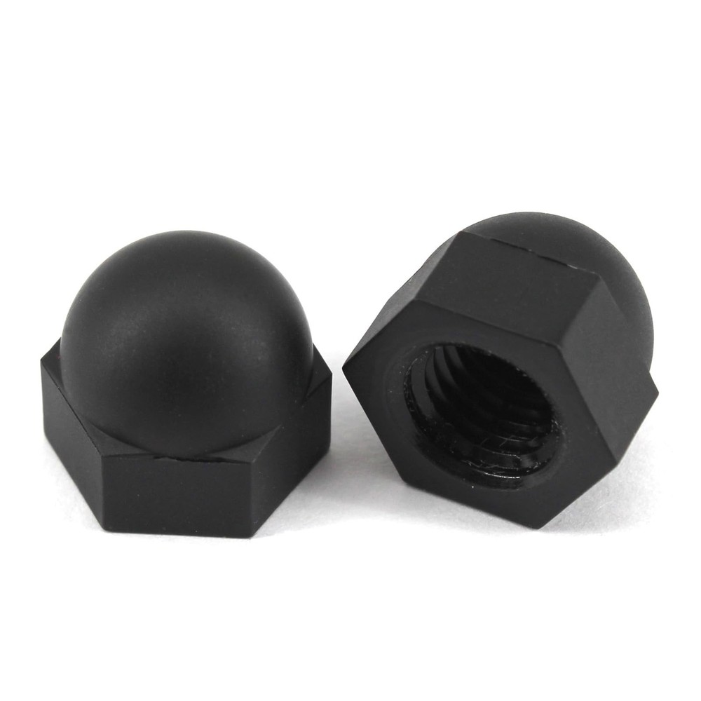 50 Pieces M8 Black Nylon Acorn Cap Nuts Plastic Hex Nut Threaded Dome Nuts