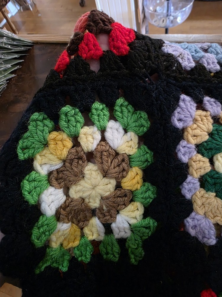 Hand crocheted granny square afghan blanket 36"x60"