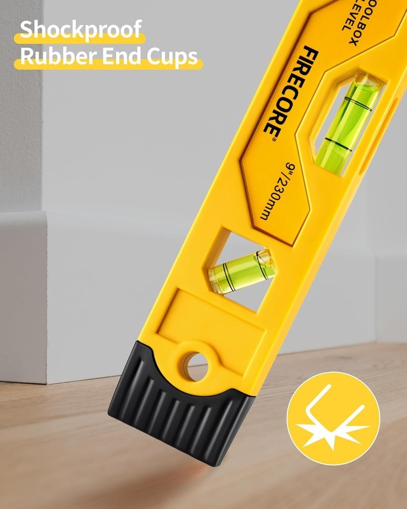 Torpedo Level Magnetic, 9 Inch Shockproof Small Leveler Tool with 3 Bubble Sp...