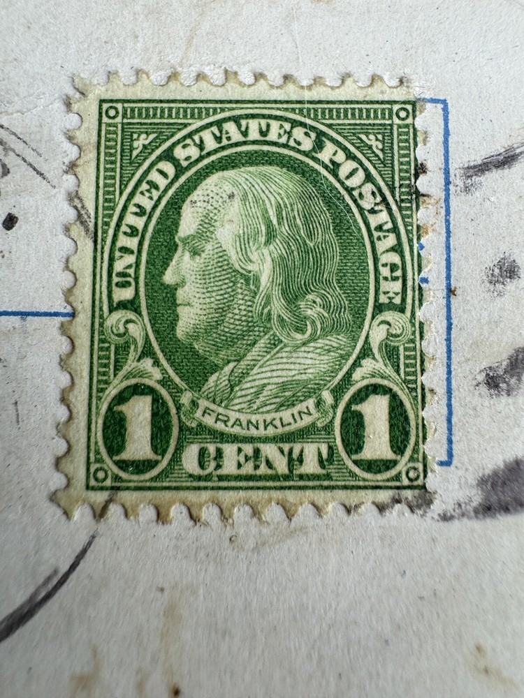 Benjamin Franklin Green One 1 Cent U.S. Stamp (Extremely Rare)  1933 Antique
