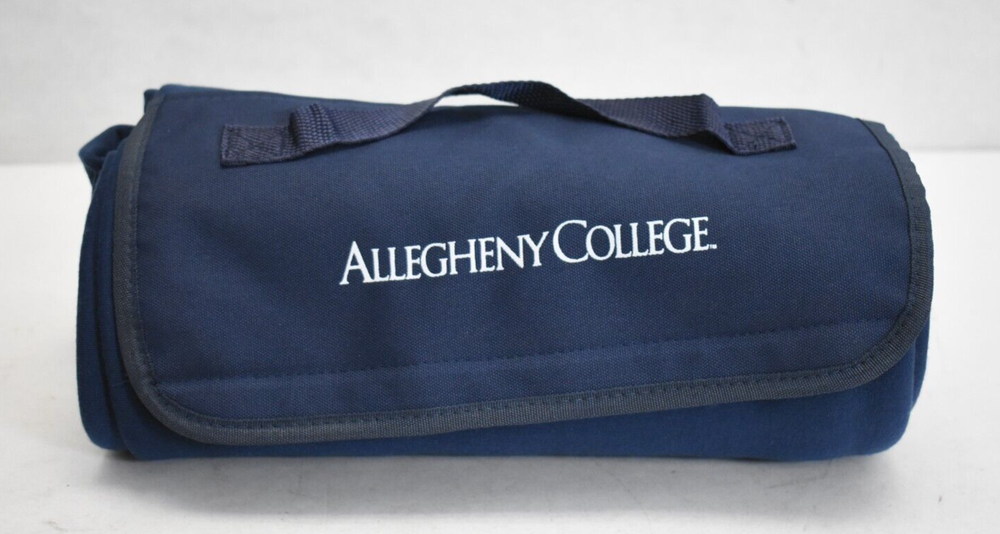 Blue Fleece Emergency Blanket 53" x 47" Rolls Up For Storage w Handle Customized