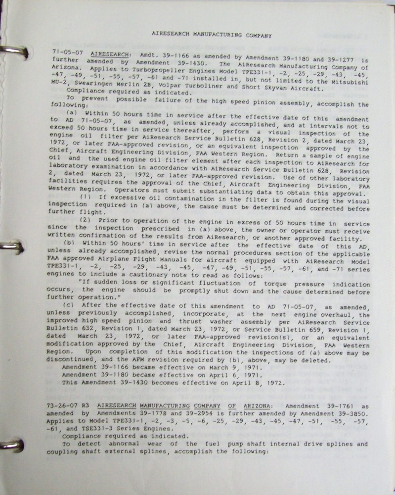 FAA Original Airworthiness Directives Volume II