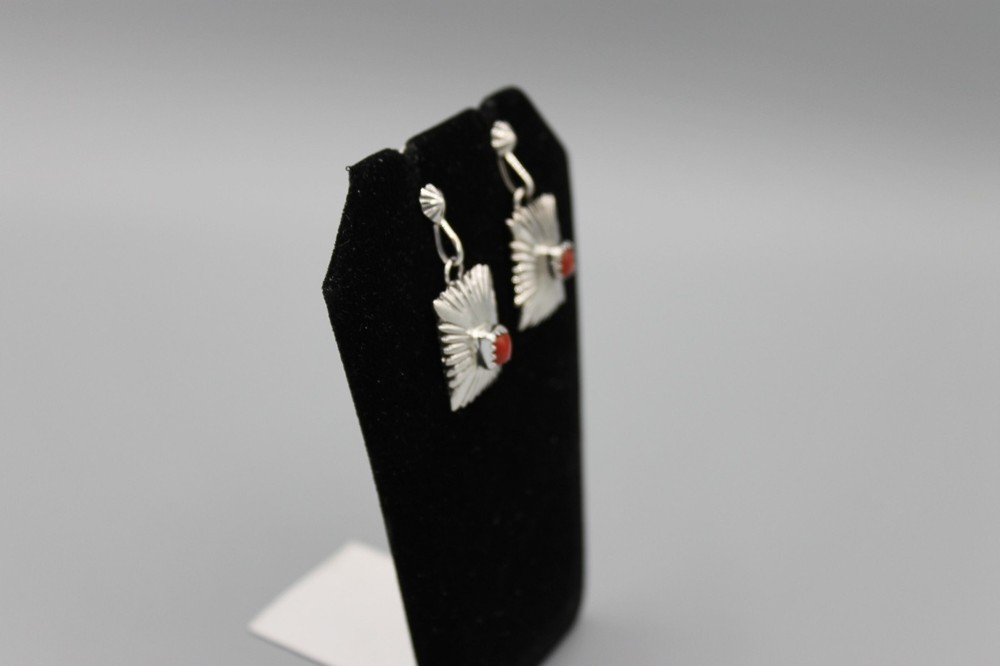 Sterling Silver and Coral Earrings