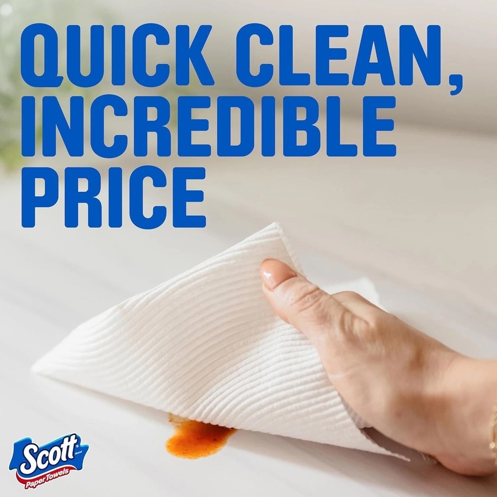 Scott Paper Towels, Choose-A-Sheet, 6 Double Rolls = 12 Regular, 100 Sheets/Roll
