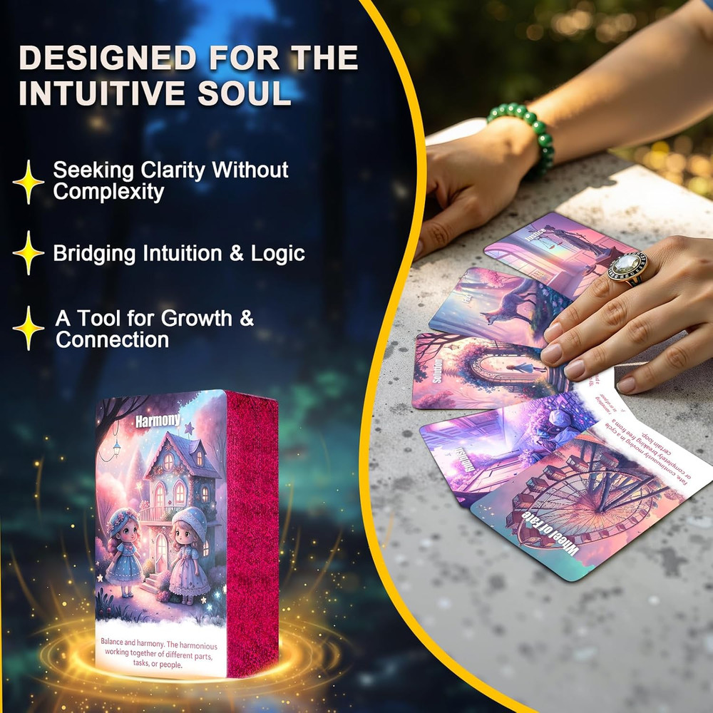 Pink Tarot Oracle Lenormand Cards for Beginner Unique Trinity Divination Deck wi