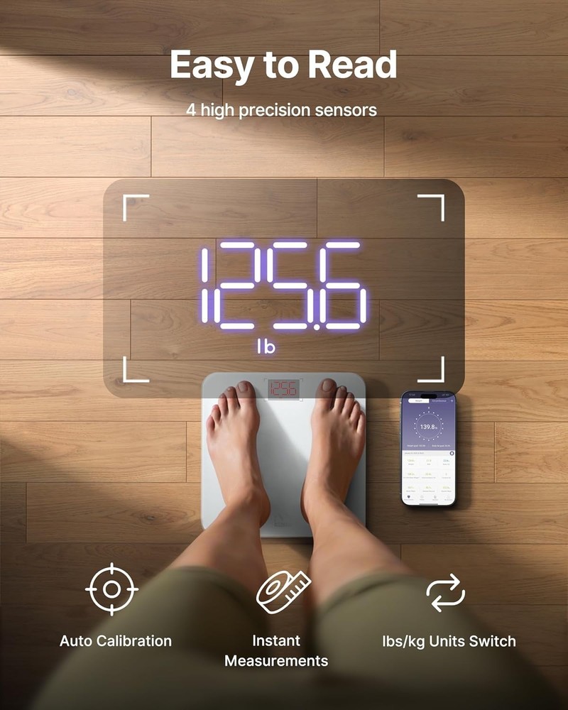 Bluetooth Body Composition Scale, 13 Analyzer - White