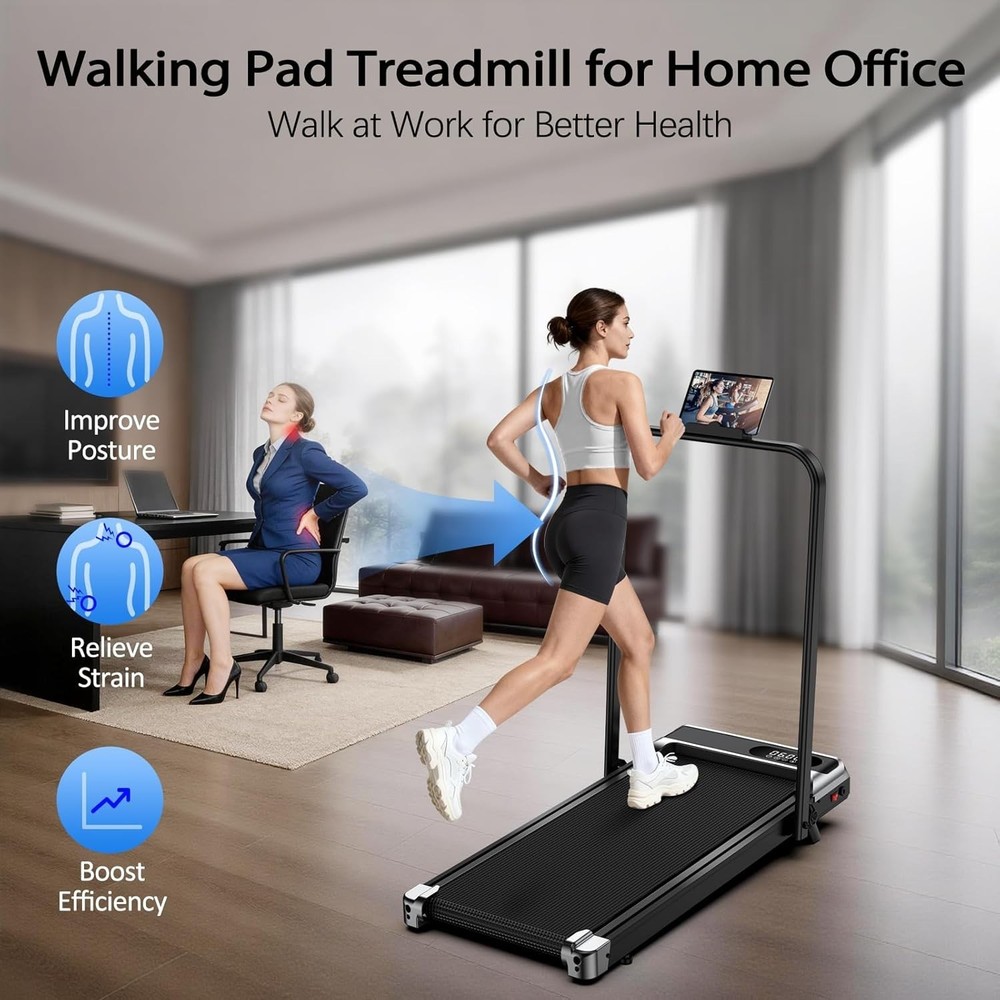 Space-Saving Foldable Treadmill with Shock Absorption, Ideal for Small Spaces