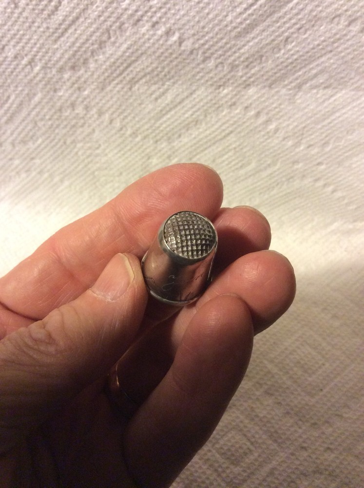 OLD SEWING-EARLY BRITE CUT ANTIQUE SILVER THIMBLE