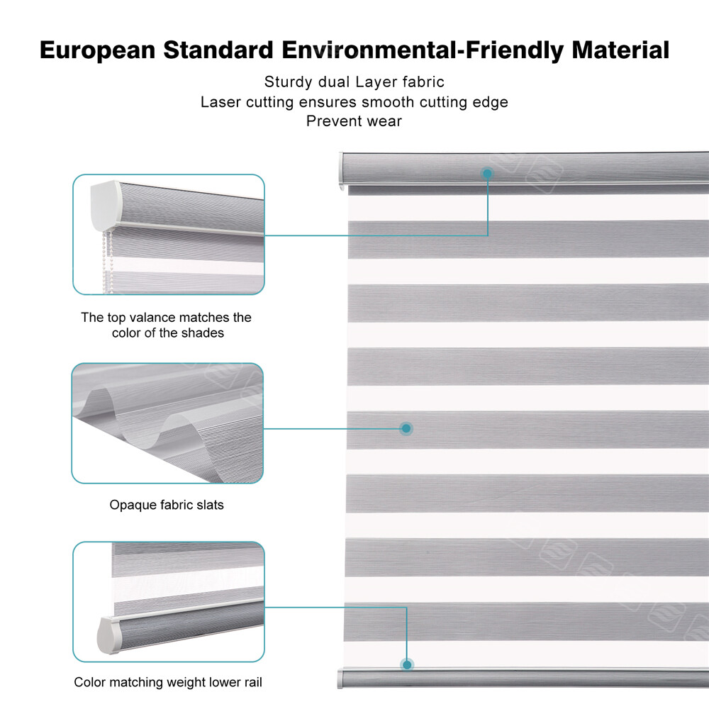 Changshade Customized Size Dual Layer Zebra Shades Light Filtering Roller Blinds