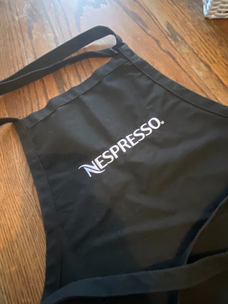 NESPRESSO Coffee Advisor Bib APRON - Solid Black - 3 pocket - 24" Long