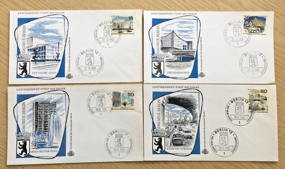 FDC Stamps Germany, 1965, 4 covers