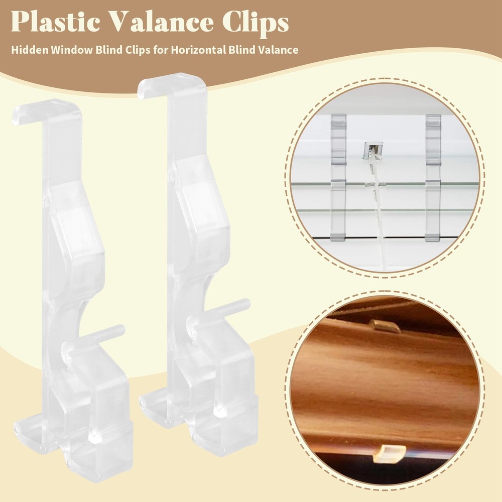 Valance Clips, Clear Plastic Valance Clips for Blinds, Hidden Window Blind6985