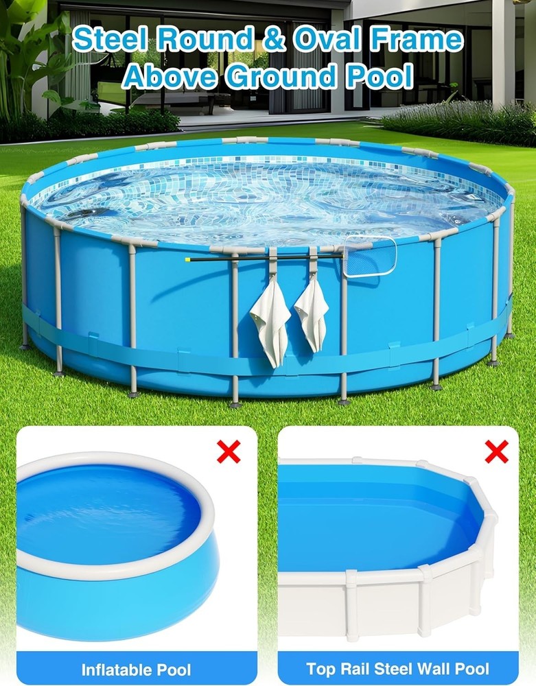 Adjustable Pool Hook for Poles - 3-Hook Pool Accessories Organizer