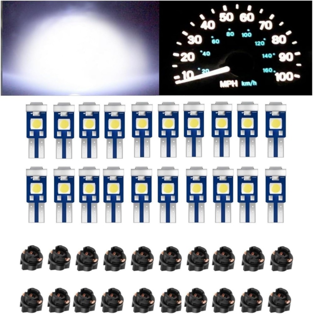 Led Bulb Dash Lights Super White Bright, T5 74 37 LED Bulb with Twist Lock Socke