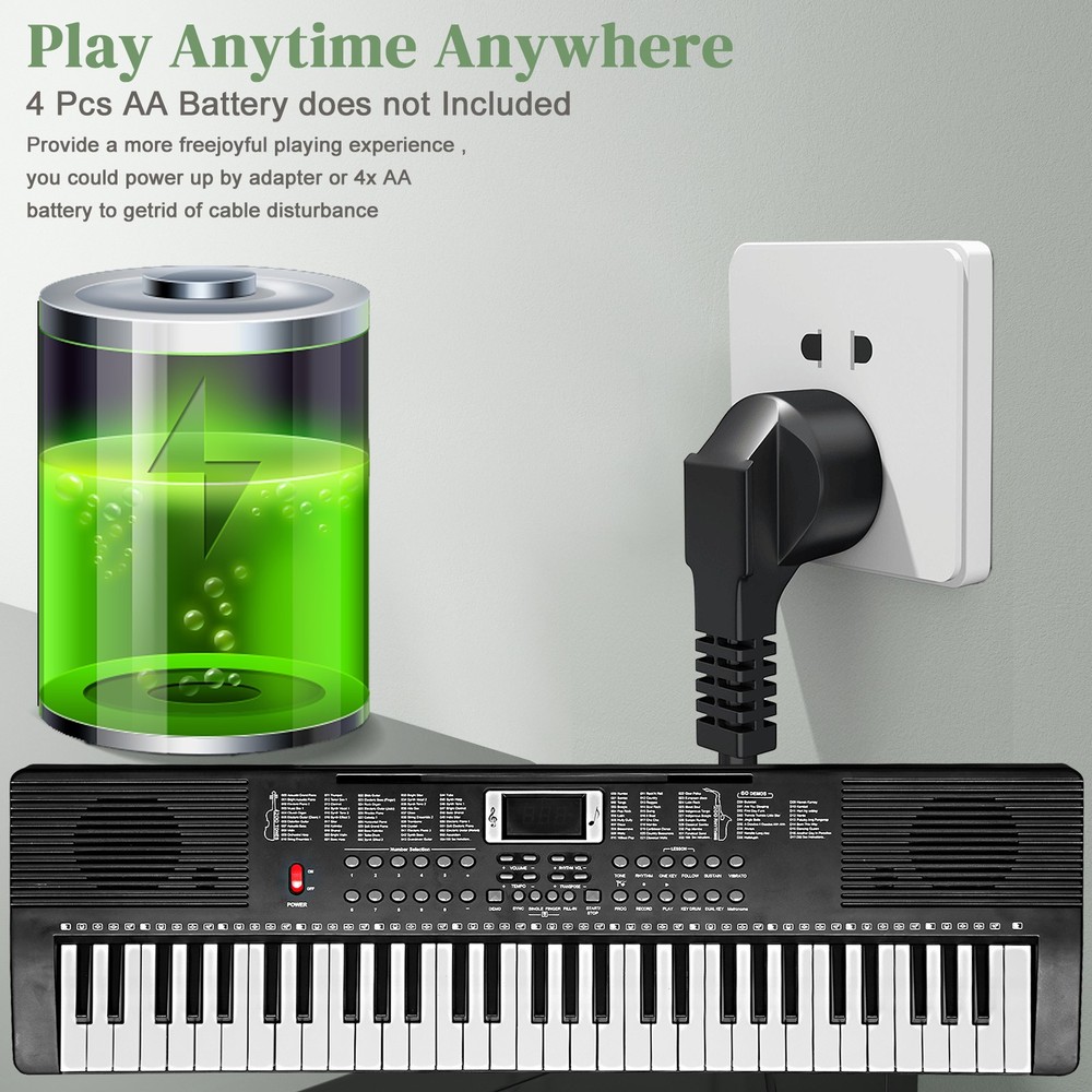61 Key Piano Keyboard with Adjustable Stand,Bench,Led Screen Display