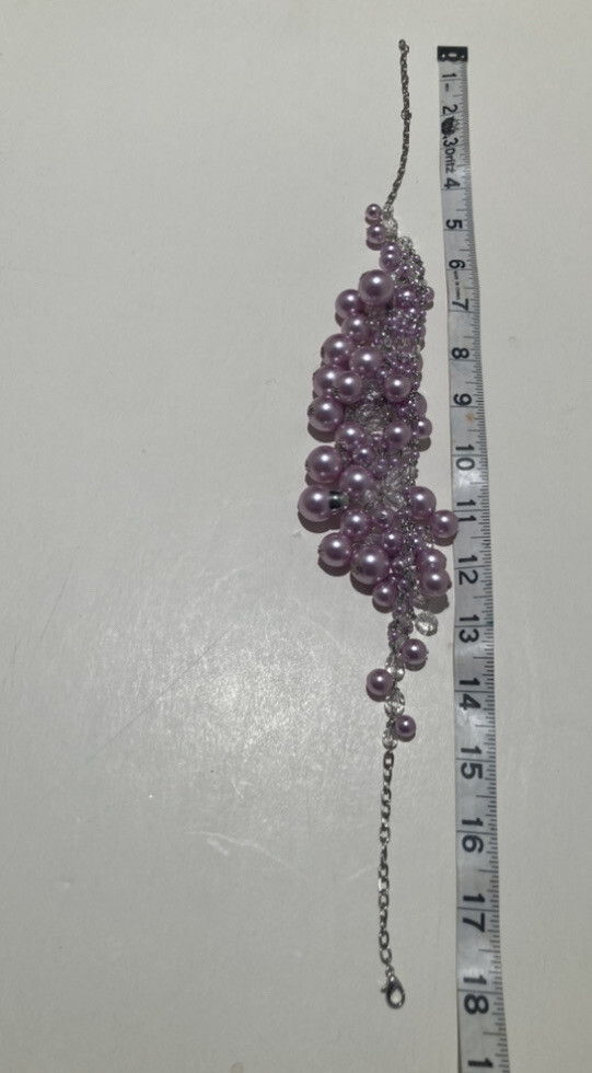 Lavender Cascading Beaded Necklace Approximately 18”