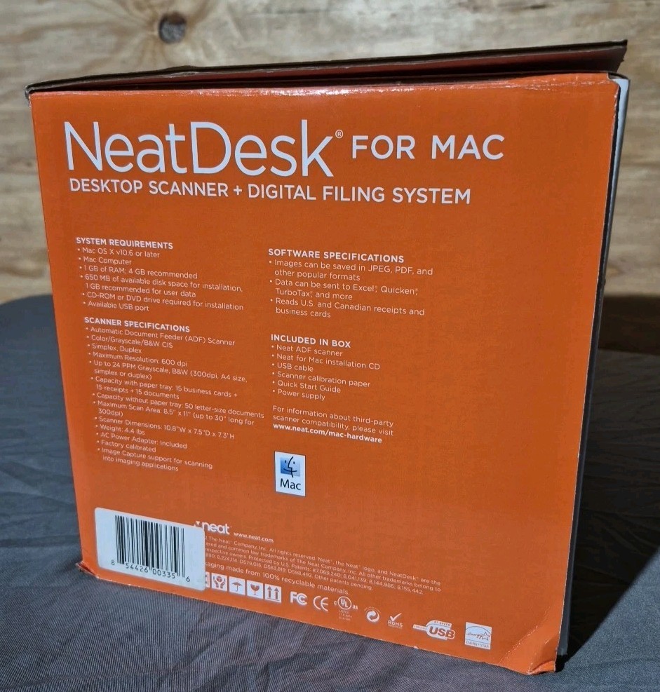 Neat Desk ND-1000 Desktop Receipt Document Scanner Digital Filing System Mac/PC