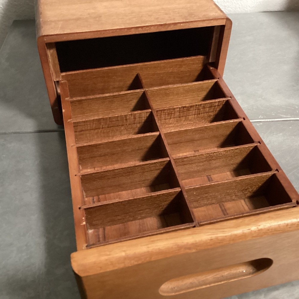 Vintage Wood Storage Box Case Pullout Tray Handcrafted & Hand Rubbed Oiled