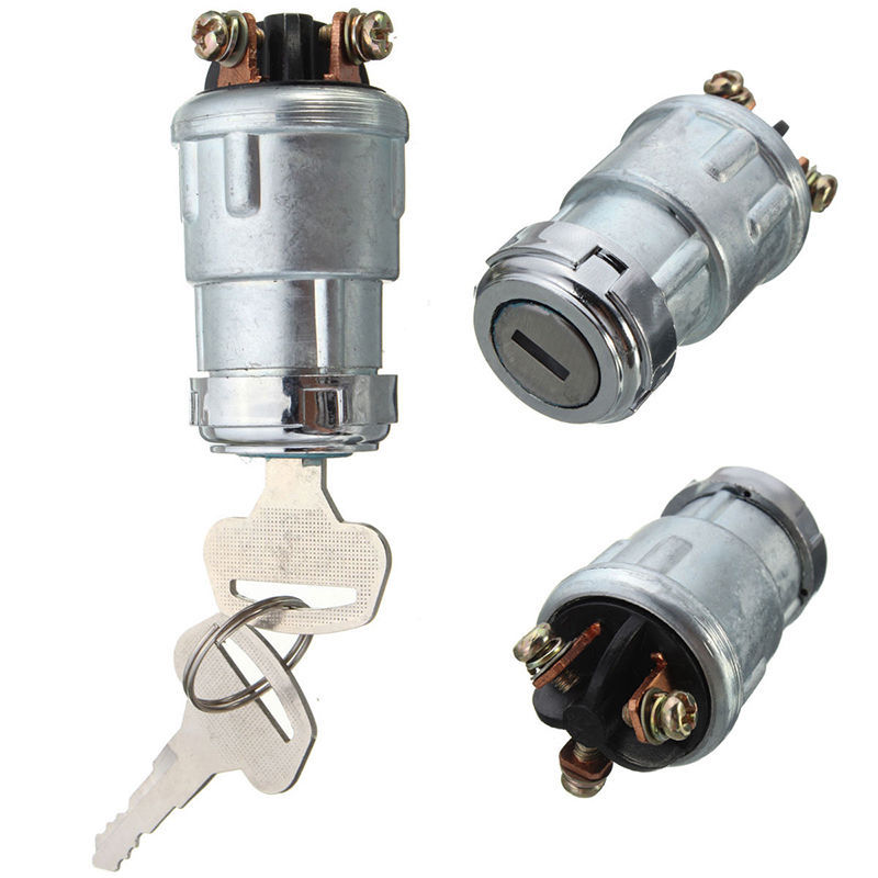UNIVERSAL IGNITION SWITCH LOCK FLUSH MOUNT 6-VOLT 2-KEY 3 POSITION ON OFF START