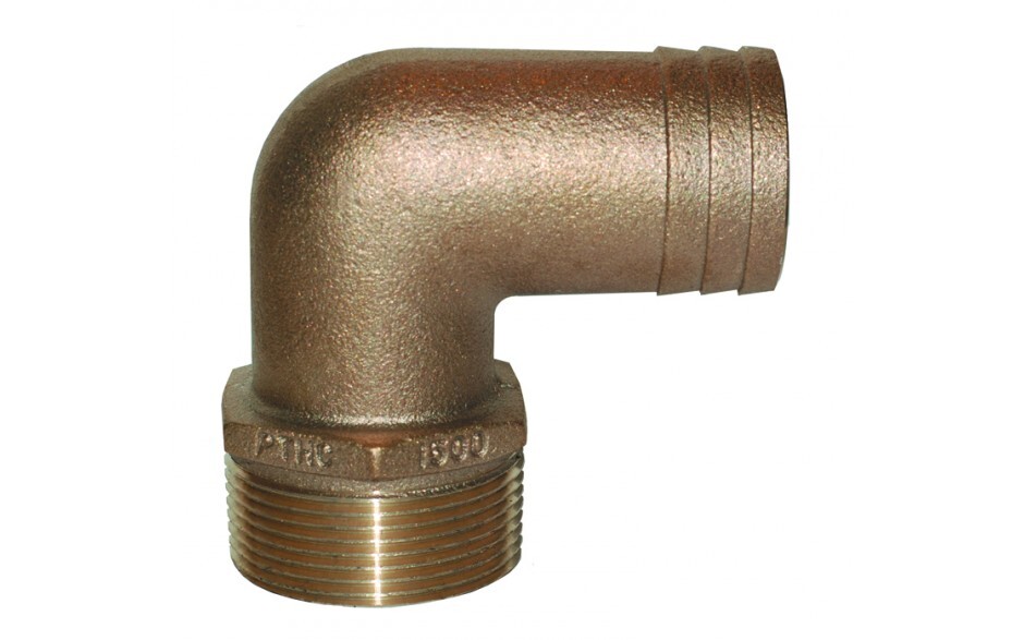 Groco 1/2" NPT Bronze 90 Degree Pipe to Hose Fitting