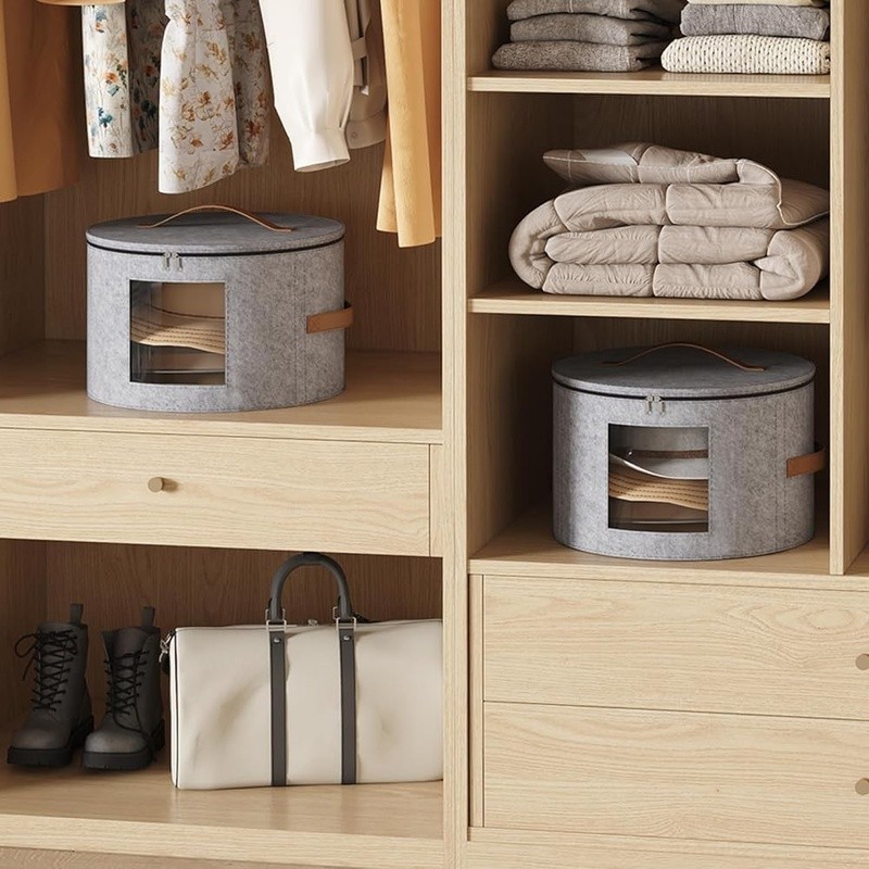 Large Hat Storage Box Dustproof Organizer W/ Clear Window Handles & Support Rods
