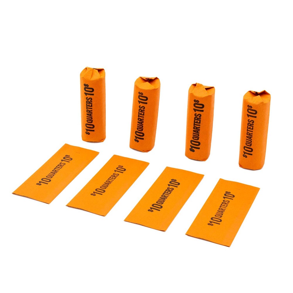 Quarter Flat Coin Wrappers, Solid Bundle of 100 100, Orange, Black