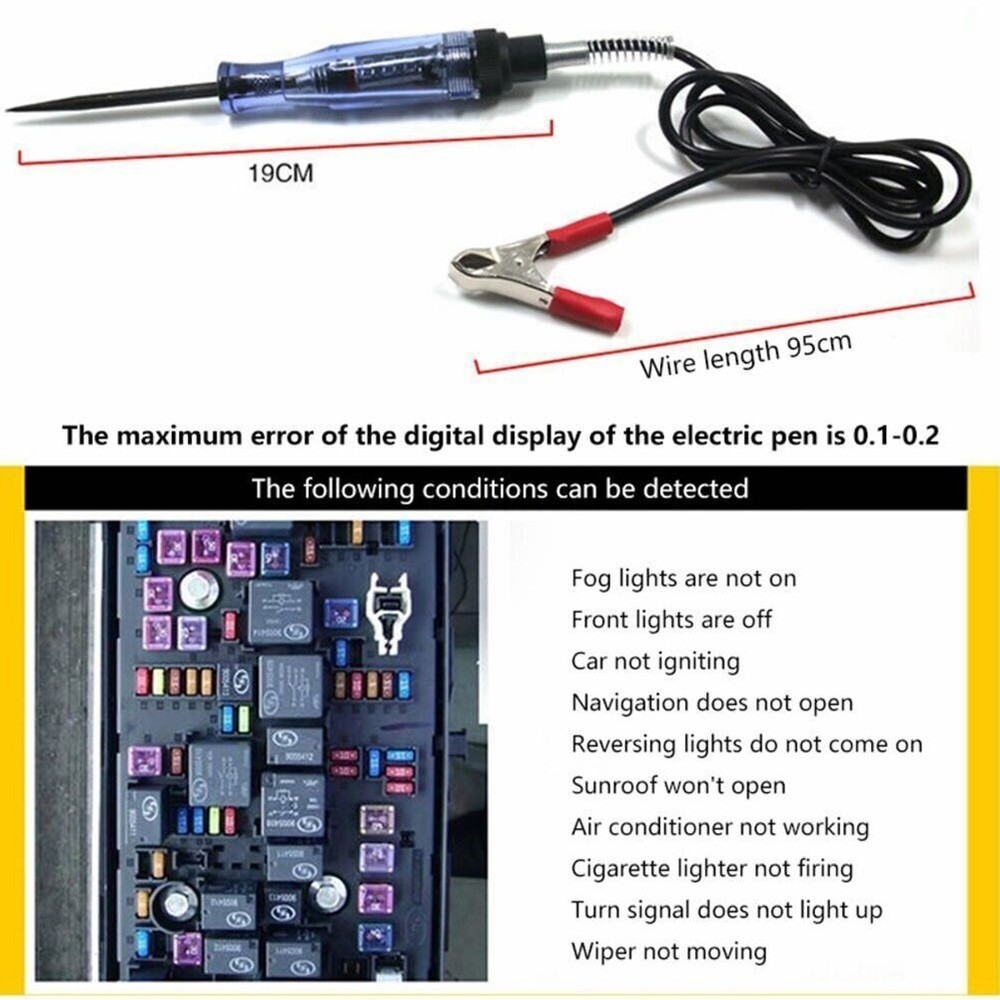 Car Circuit Voltage Tester LED Light Measuring Pin Testing Repair Systems