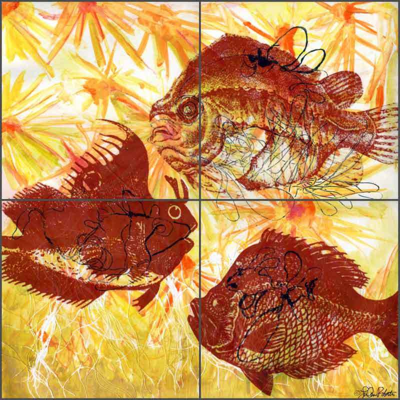 Fish Tile Backsplash Roberto Sea Life Ceramic Mural Kitchen Shower LRA004