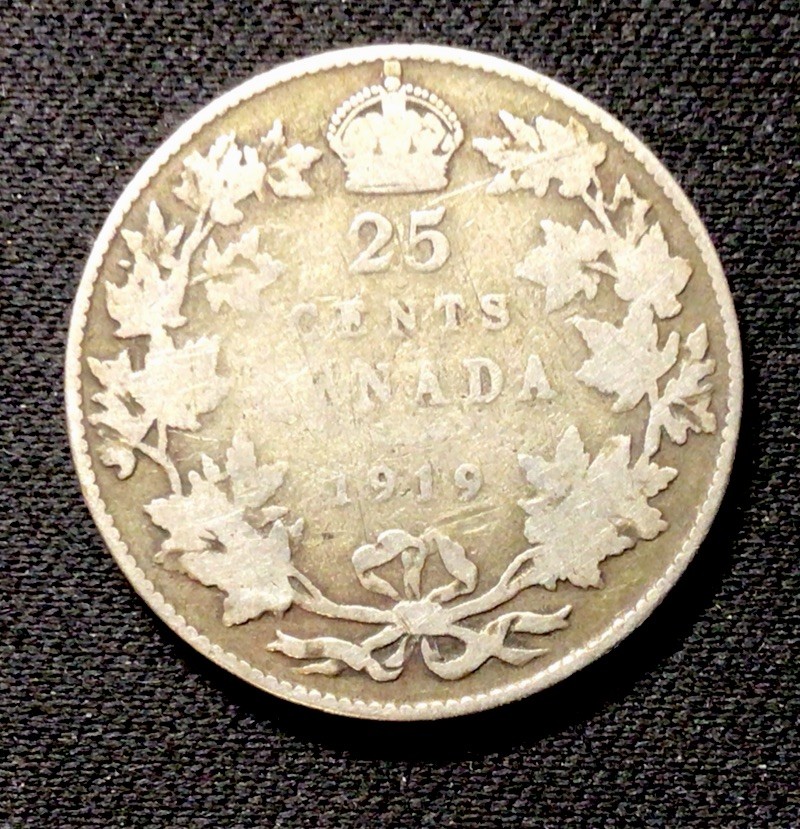 1919 Canada Silver! 25 Cents! ENN Coins