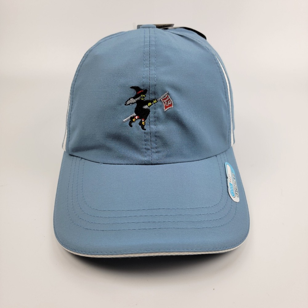 AHD Cool Max Golf Hat Witch Flying 18th Hole Flag Adjustable Blue NWT