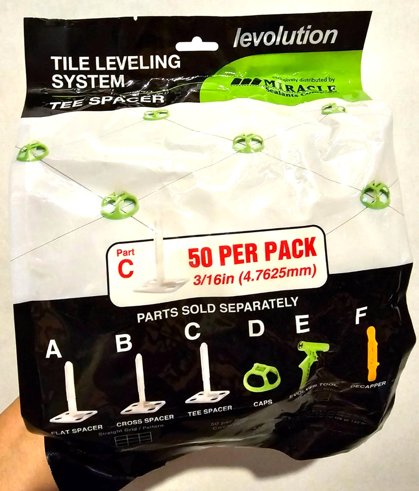 50 Pack Miracle Sealants Levolution Tile Leveling System Tee Spacer 3/16" Part C