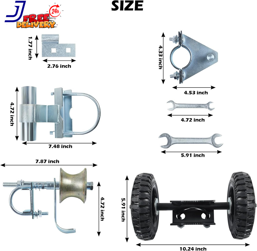 6" Wheels Rolling Gate Hardware Kit for Chain Link Gate Sliding Gate Hardware