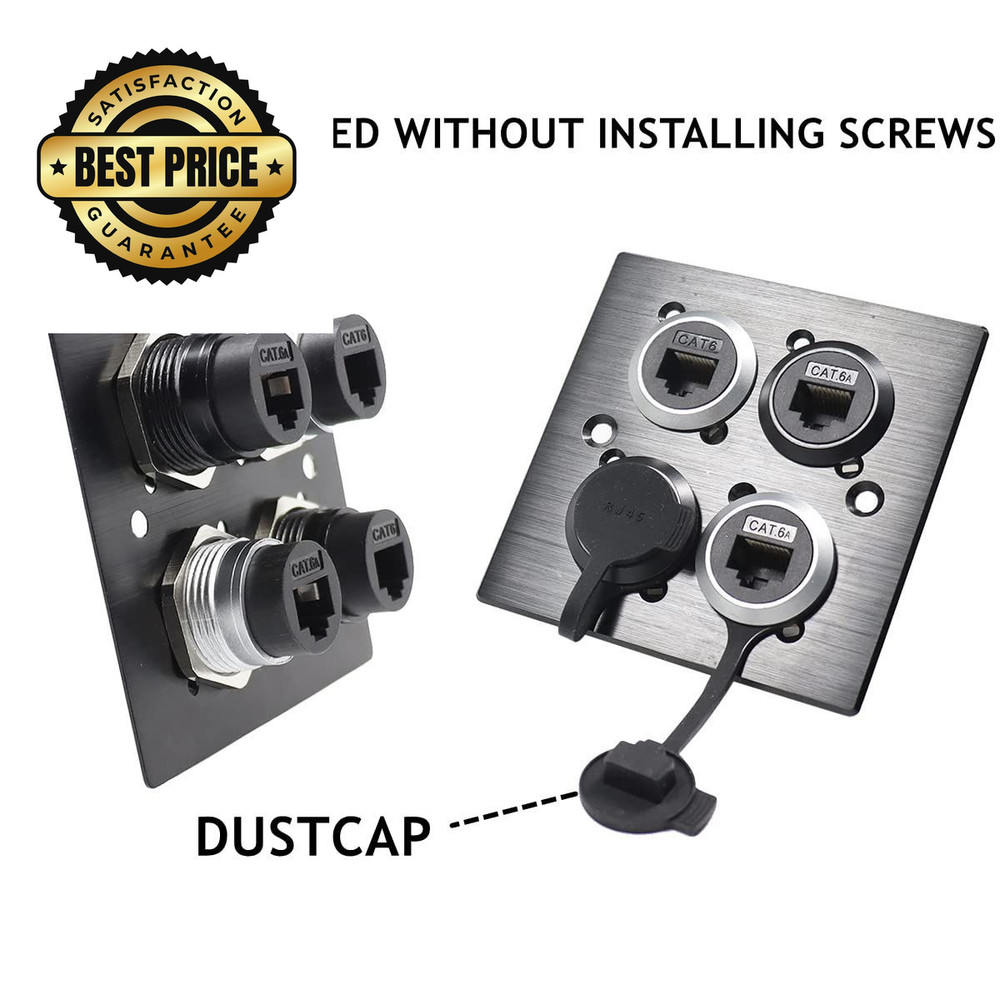 PENGLIN 2Pack RJ45 Shielded Panel Mount Coupler, 2PCS CAT6A SHIELDED, BLACK