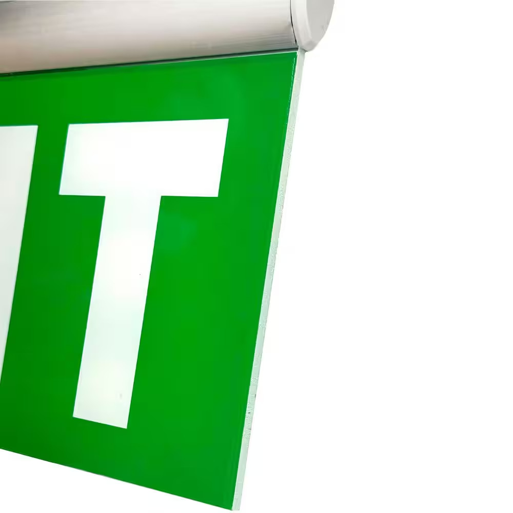 3-Watt Green LED Edge Lit Exit Sign, Single Sided Emergency Exit Light with Brus