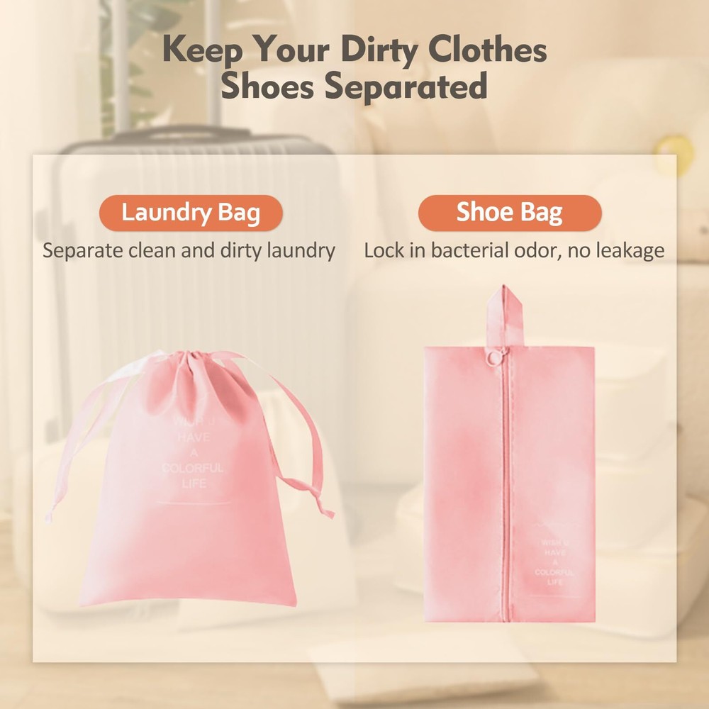 8 Set Packing Cubes for Suitcase Compression Packing Cubes for Carry on Suitc...
