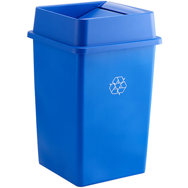 35 Gallon Black Square Recycle Bin Receptacles With Swing Lid