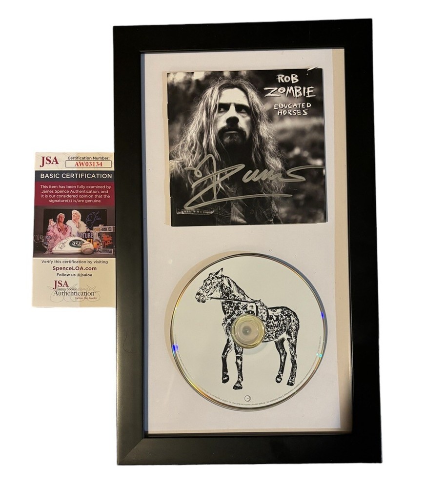ROB ZOMBIE SIGNED  EDUCATED HORSES JSA CD DISPLAY Framed autograph White