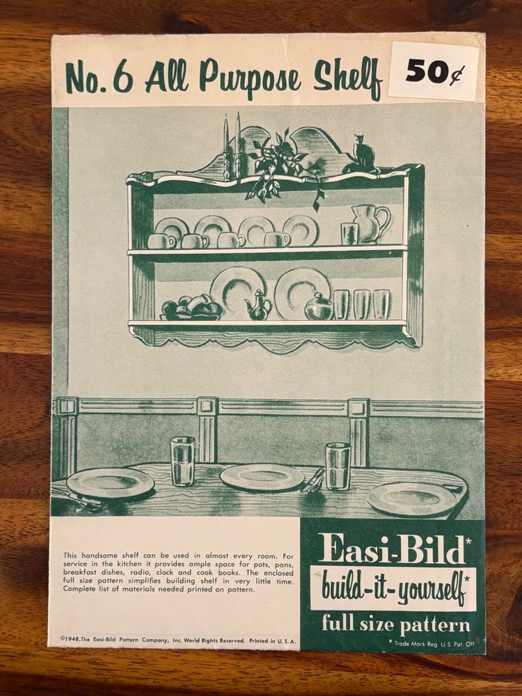 Vintage 1948 Easi-Bild build-it-yourself Full Size Pattern All Purpose Shelf 6