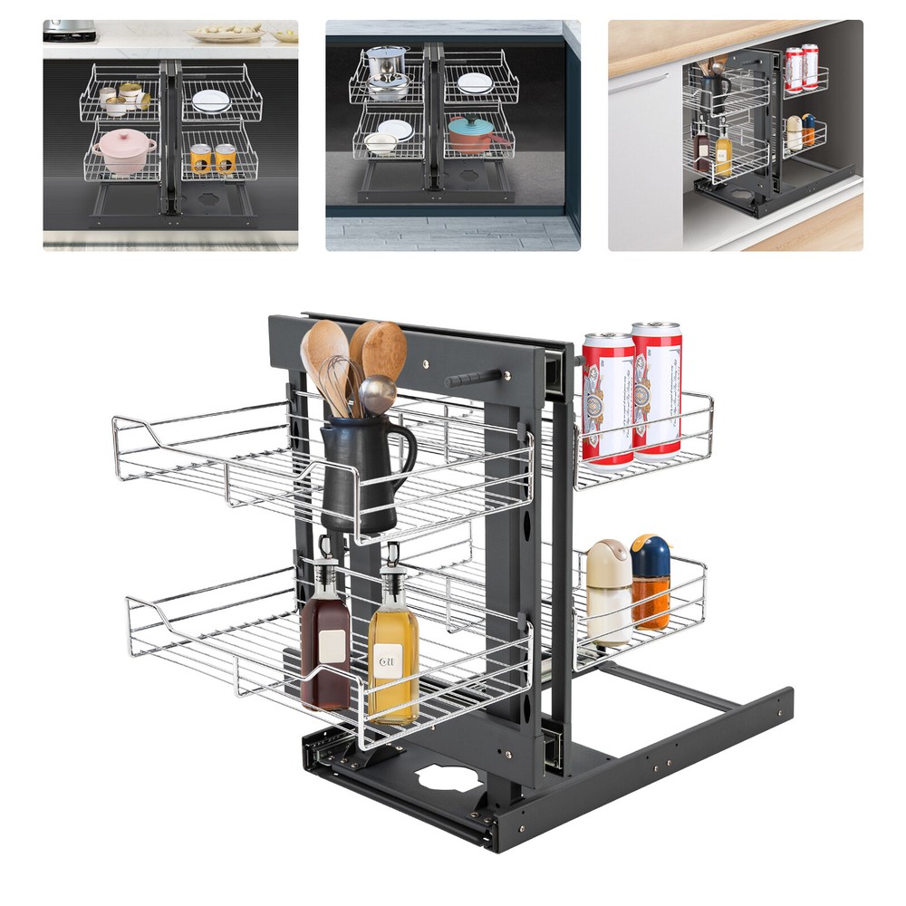 11 Inch Blind Corner Organizer Soft Close Chrome 4 Shelf Slide Cabinet For 31.5"
