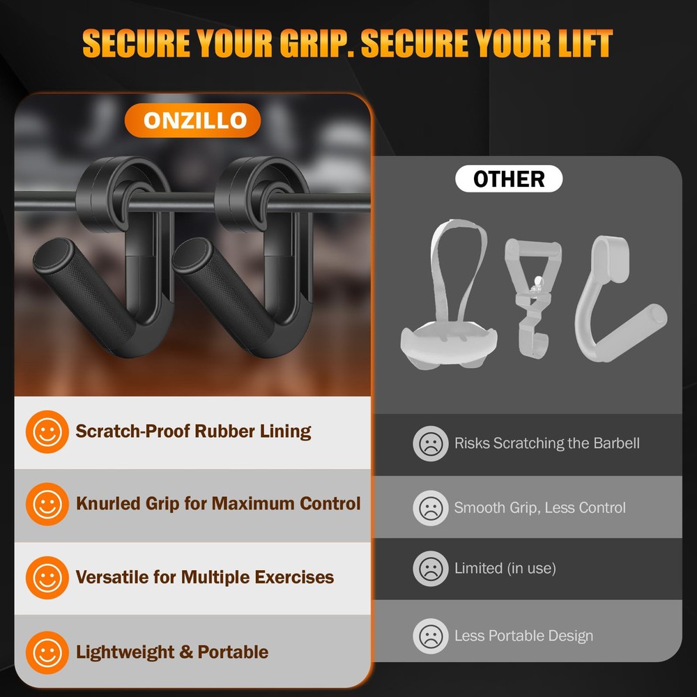 Neutral Grip Handle Attachment for Pull-up Bars, 1 Pair Portable Hooks Black