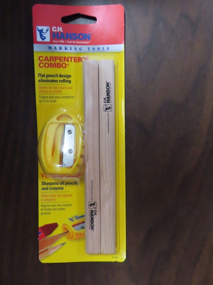 C.H. Hanson Carpenter Combo: 2 carpenter pencils and sharpener # 206 NEW