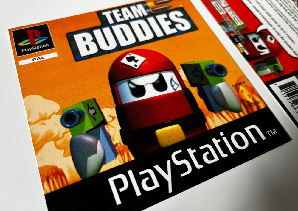 Team Buddies PlayStation PS1 Replacement Inlay Covers Front Back